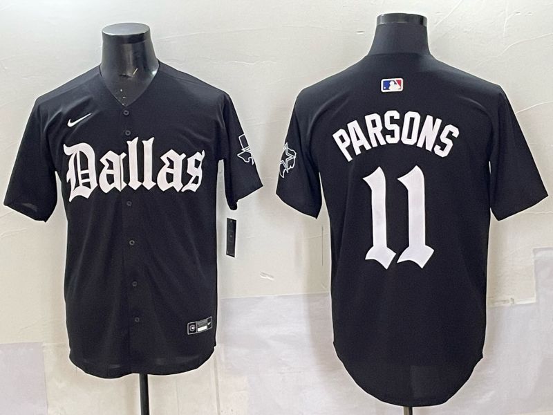 Men 2025 Nike Dallas Cowboys #11 Parsons Black 5th generation Joint Name Limited NFL Jersey 010